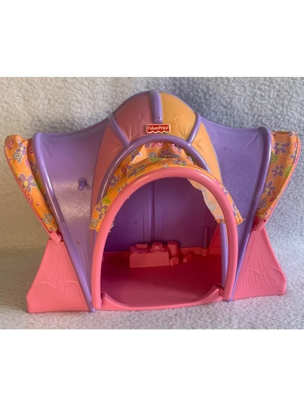 Fisher Price Loving Family Camping Tent Dollhouse Pink Violet Floral Plastic Fun